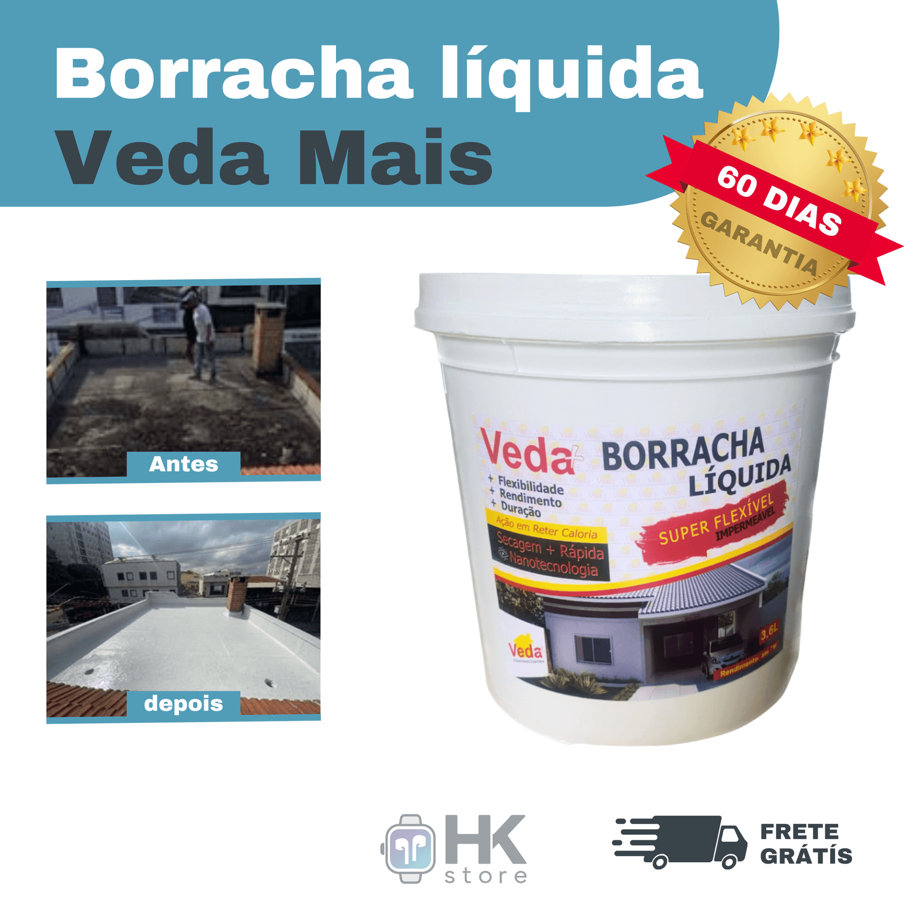 Borracha Liquída Veda Mais - Lajes e Telhados