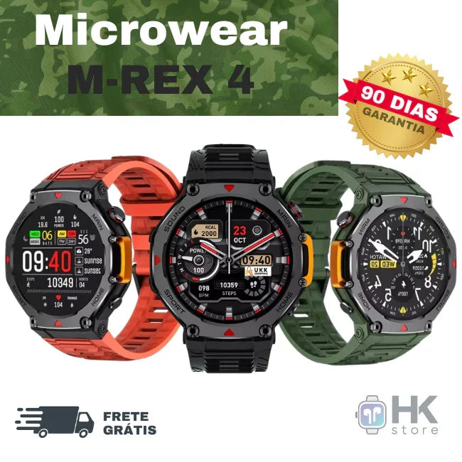 Microwear M-REX 4 (100% aprova d'água) + Película e Pulseira Brinde
