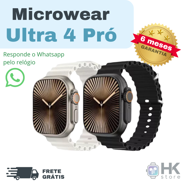 Smartwatch Microwear Ultra 4 Pró (Envia áudios e emojis por Whatsapp)