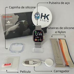 Smartwatch Microwear Ultra 4 Pró (Envia áudios e emojis por Whatsapp)
