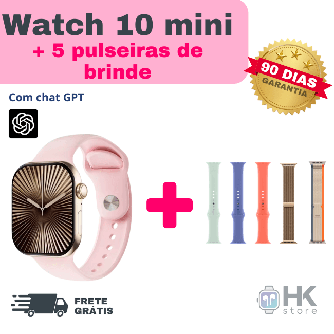 OFERTA MÊS DAS MÃES: Watch 10 mini + 5 pulseiras de brinde (Frete Grátis)